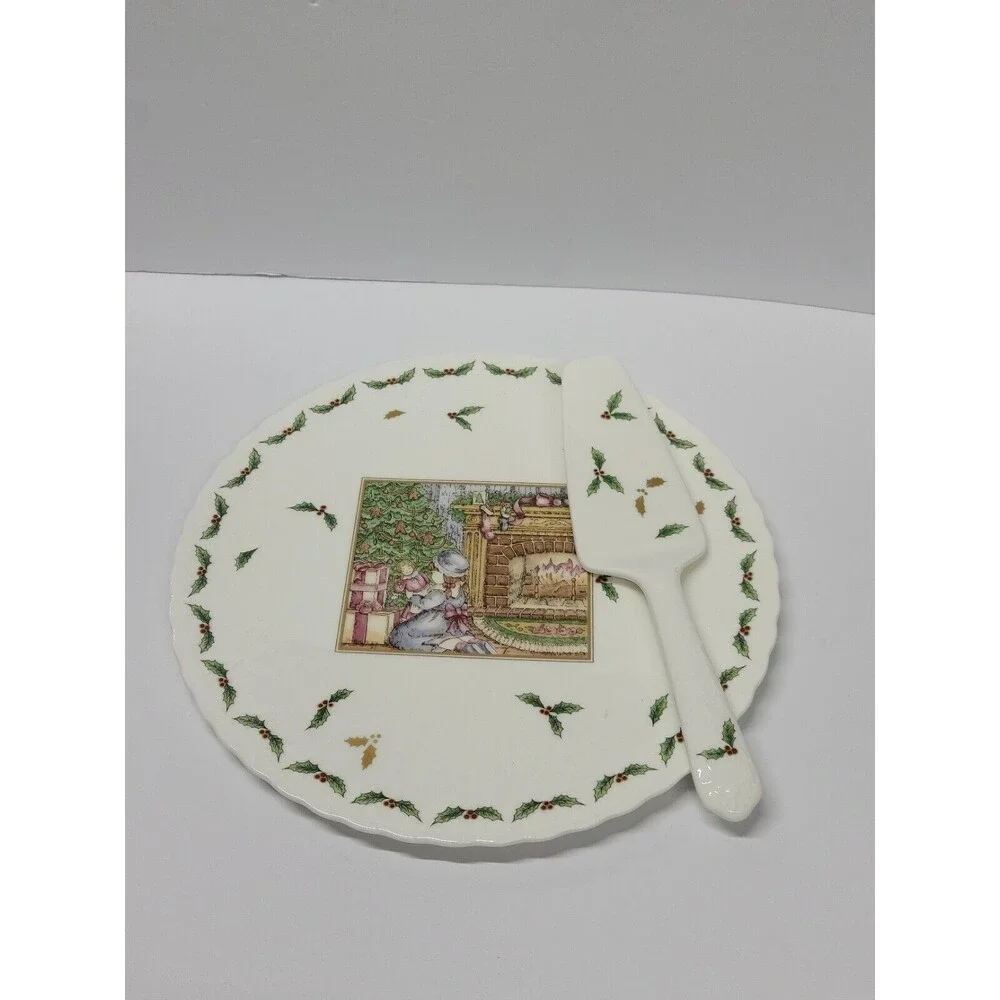 Mikasa Bone China A7067 Magical Glow Cake Plate and Server NEW